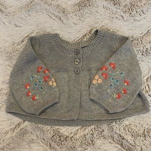 2/$24 Baby Gap Bolero Floral Knit Cardigan Gray